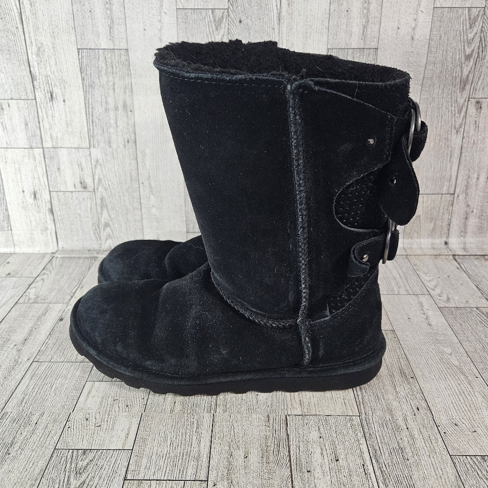 Bearpaw Boots size 8 Black Clara Sherpa Lined Winter Saude